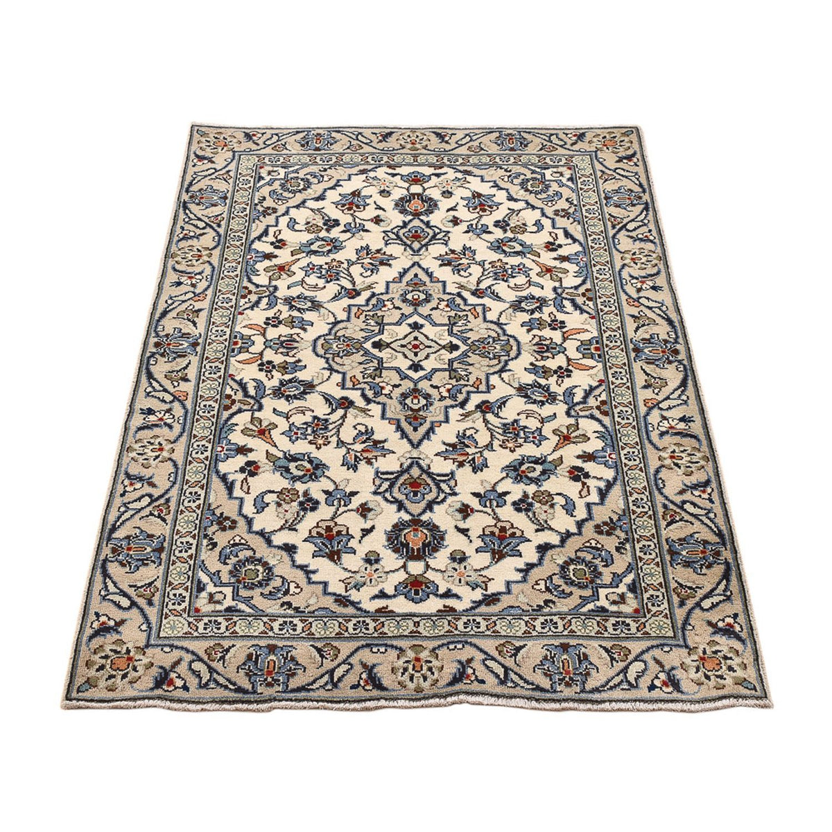 Alfombra persa - Keshan - 140 x 92 cm - gris claro