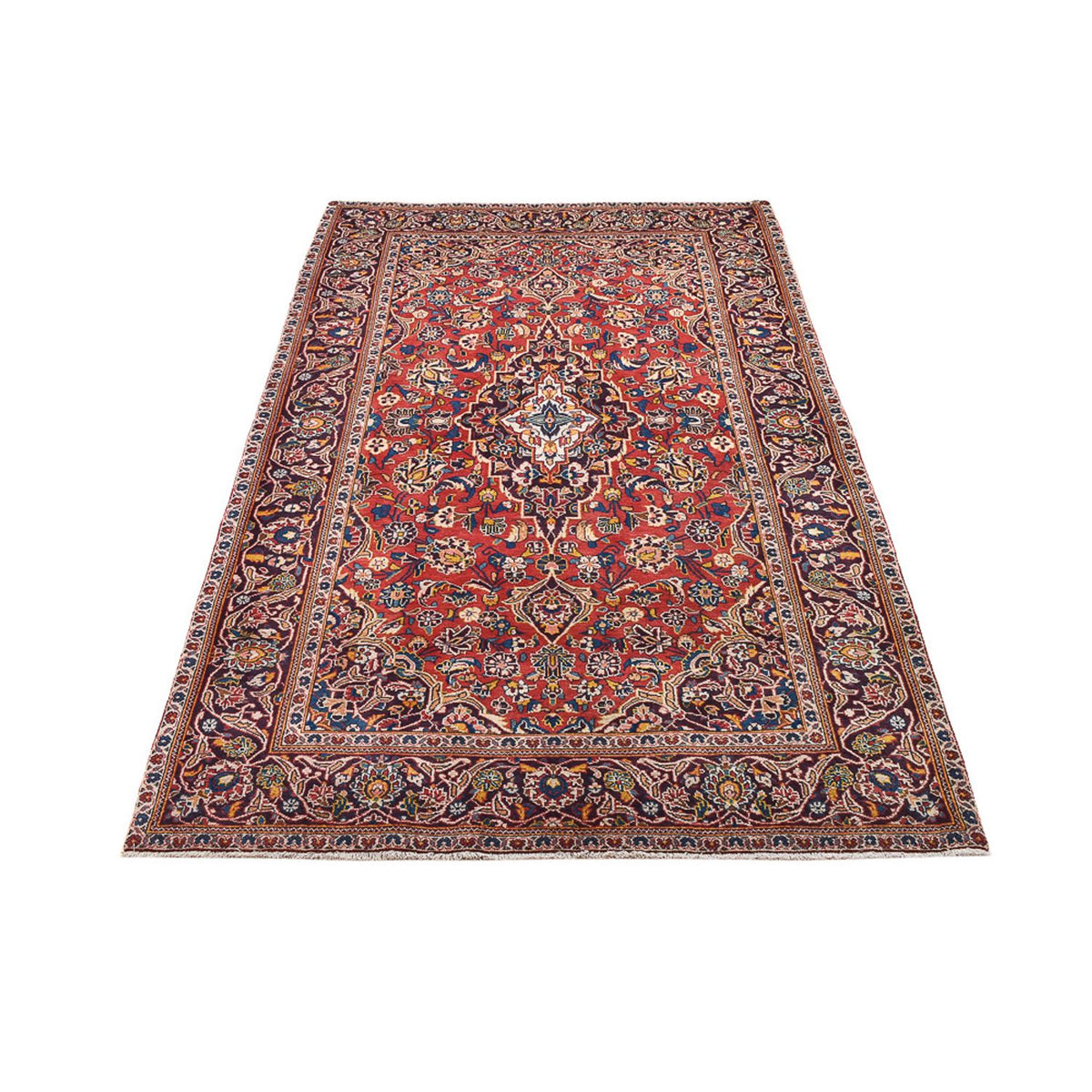 Alfombra persa - Keshan - 220 x 136 cm - rojo claro