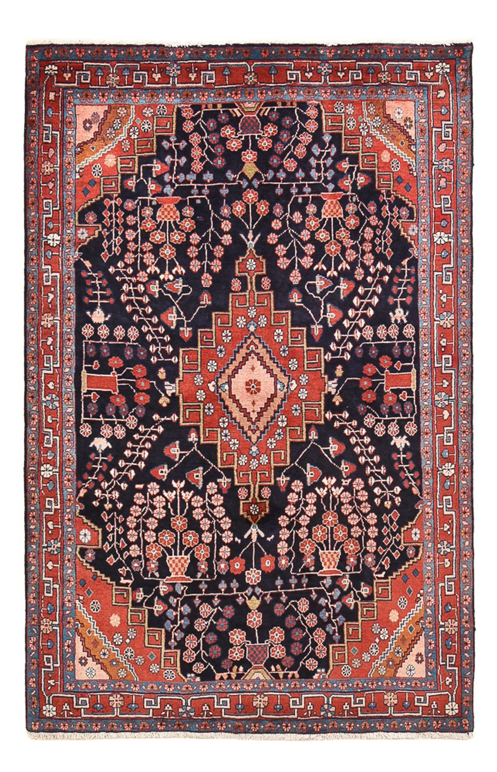 Alfombra persa - Nómada - 208 x 137 cm - azul oscuro