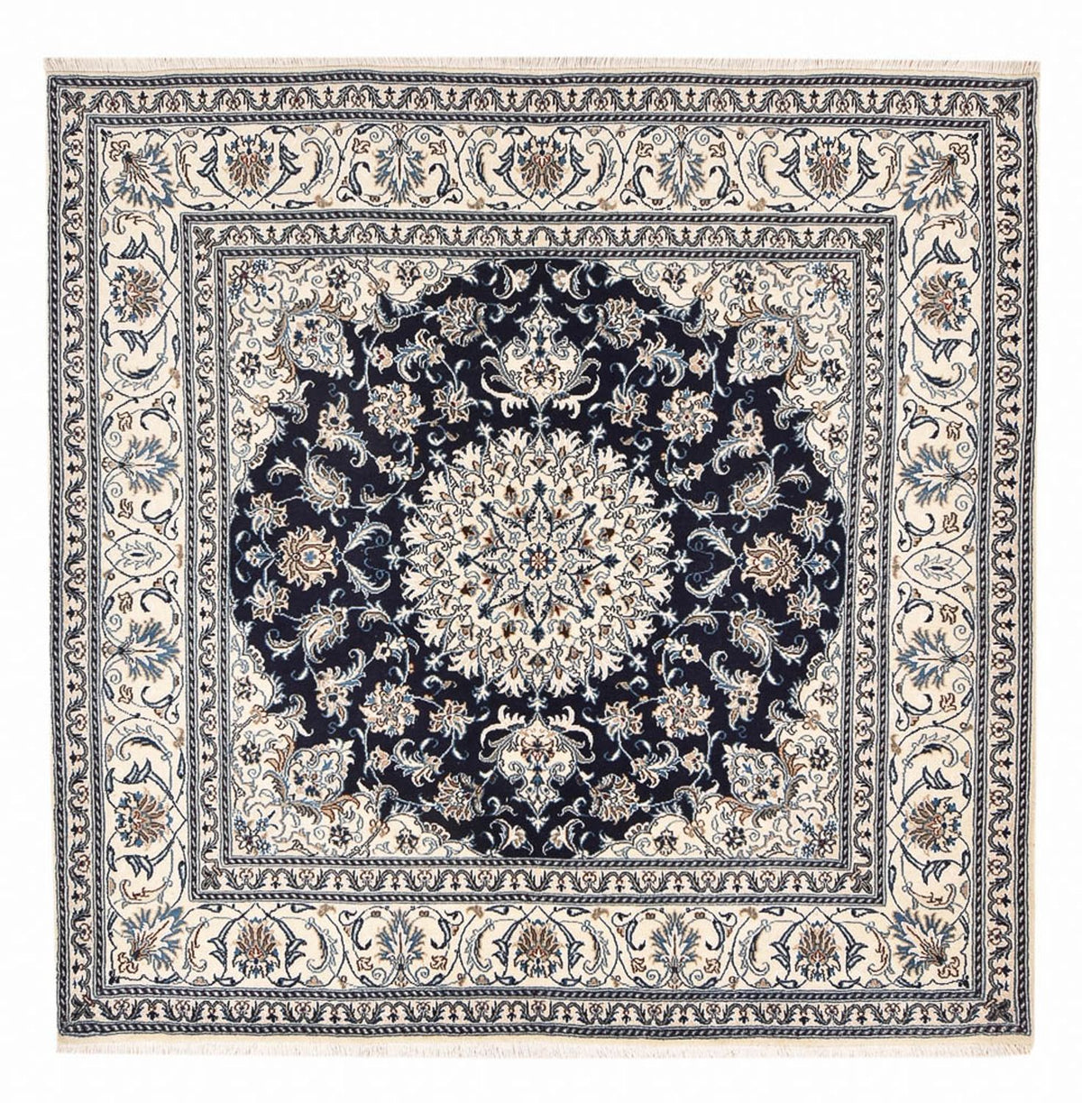 Alfombra persa - Nain cuadrado - 198 x 195 cm - azul oscuro