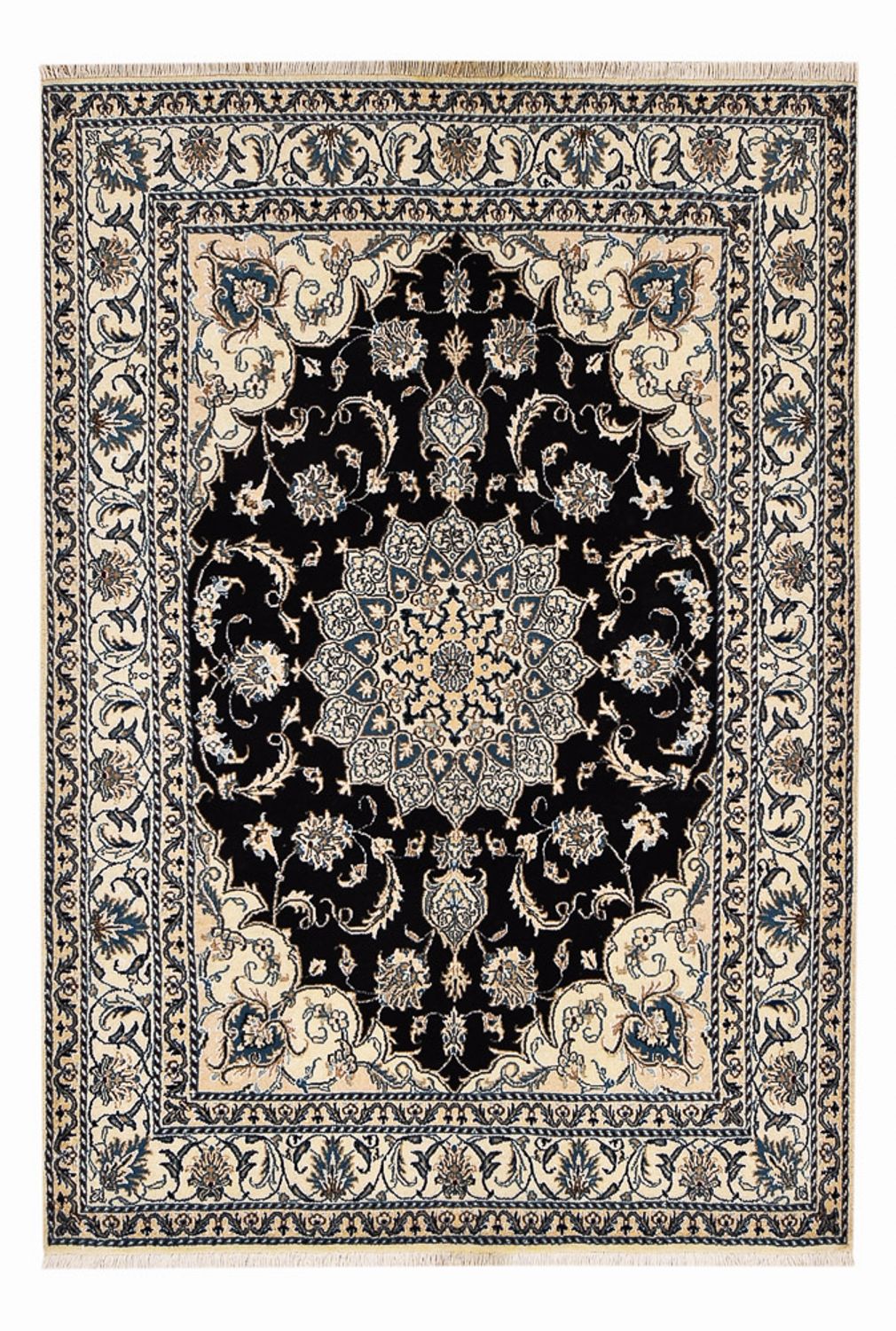 Alfombra persa - Nain - 210 x 149 cm - azul oscuro