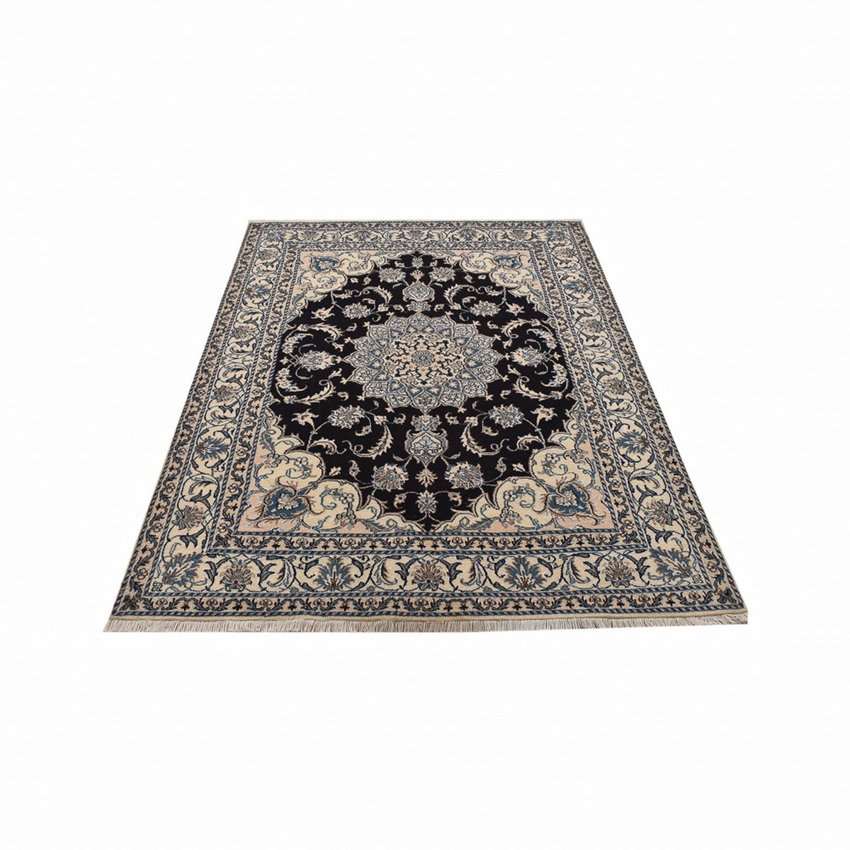 Alfombra persa - Nain - 210 x 149 cm - azul oscuro