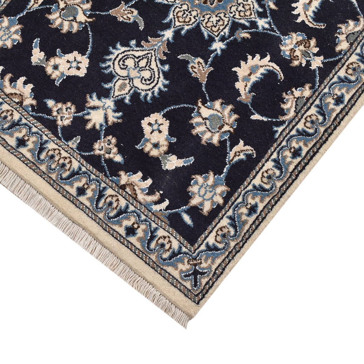 Alfombra de pasillo Alfombra persa - Nain - 200 x 79 cm - azul oscuro