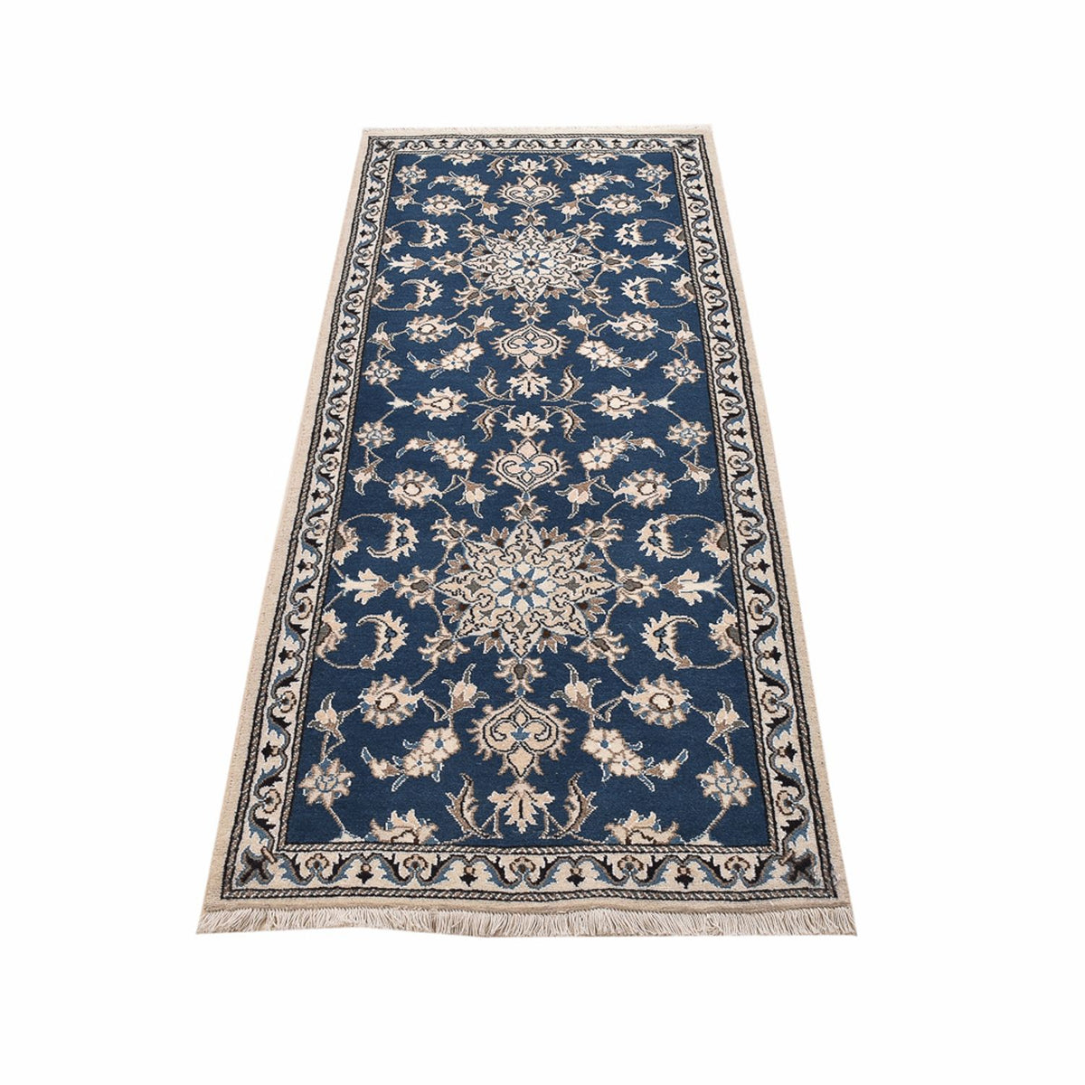 Alfombra de pasillo Alfombra persa - Nain - 195 x 77 cm - azul marino