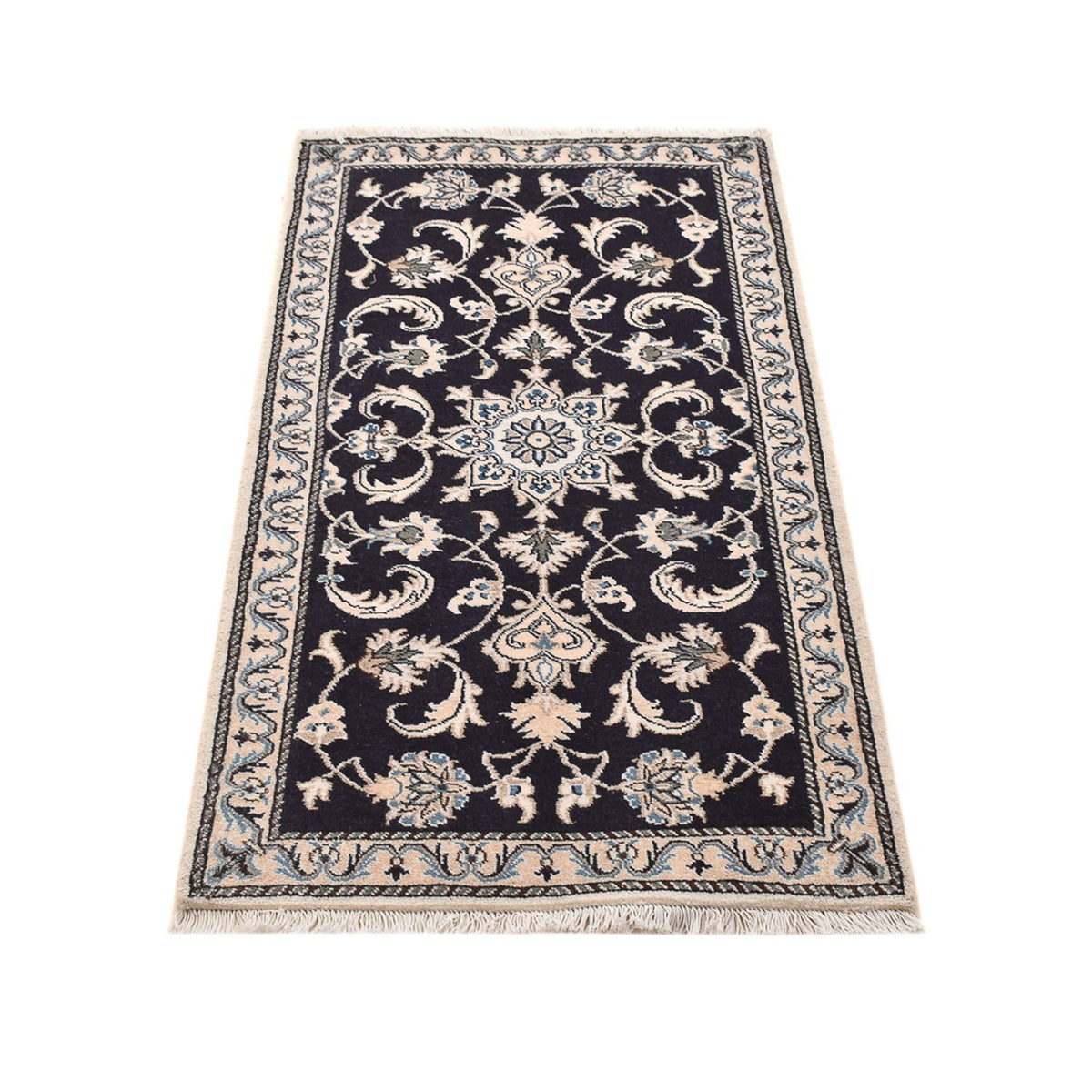 Alfombra persa - Nain - 135 x 70 cm - azul oscuro