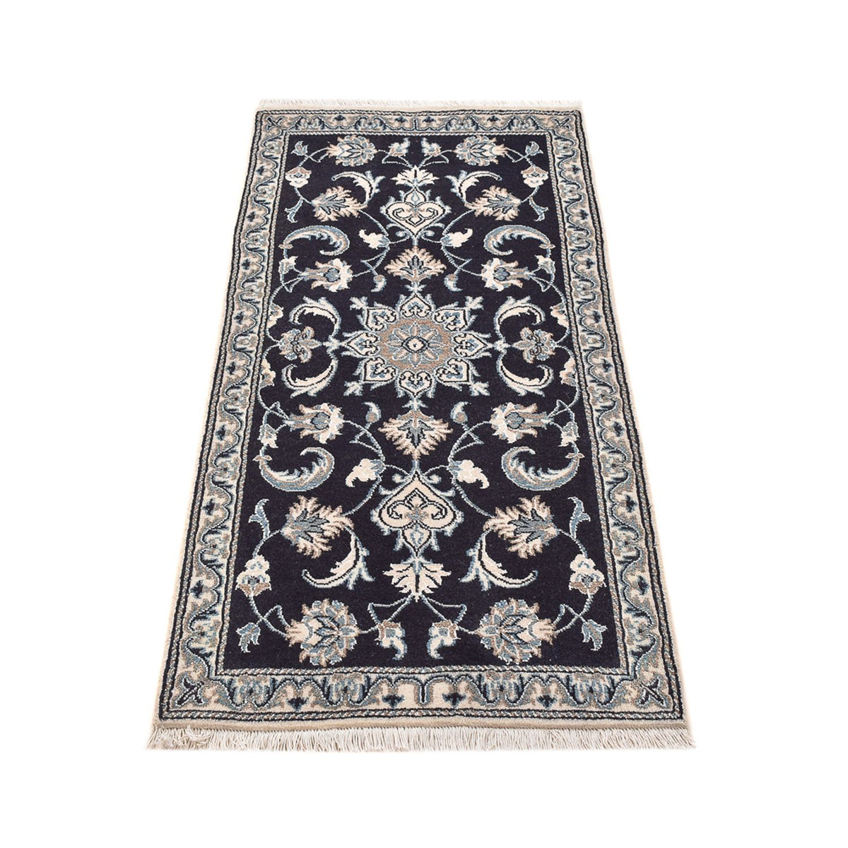 Alfombra persa - Nain - 145 x 68 cm - azul oscuro