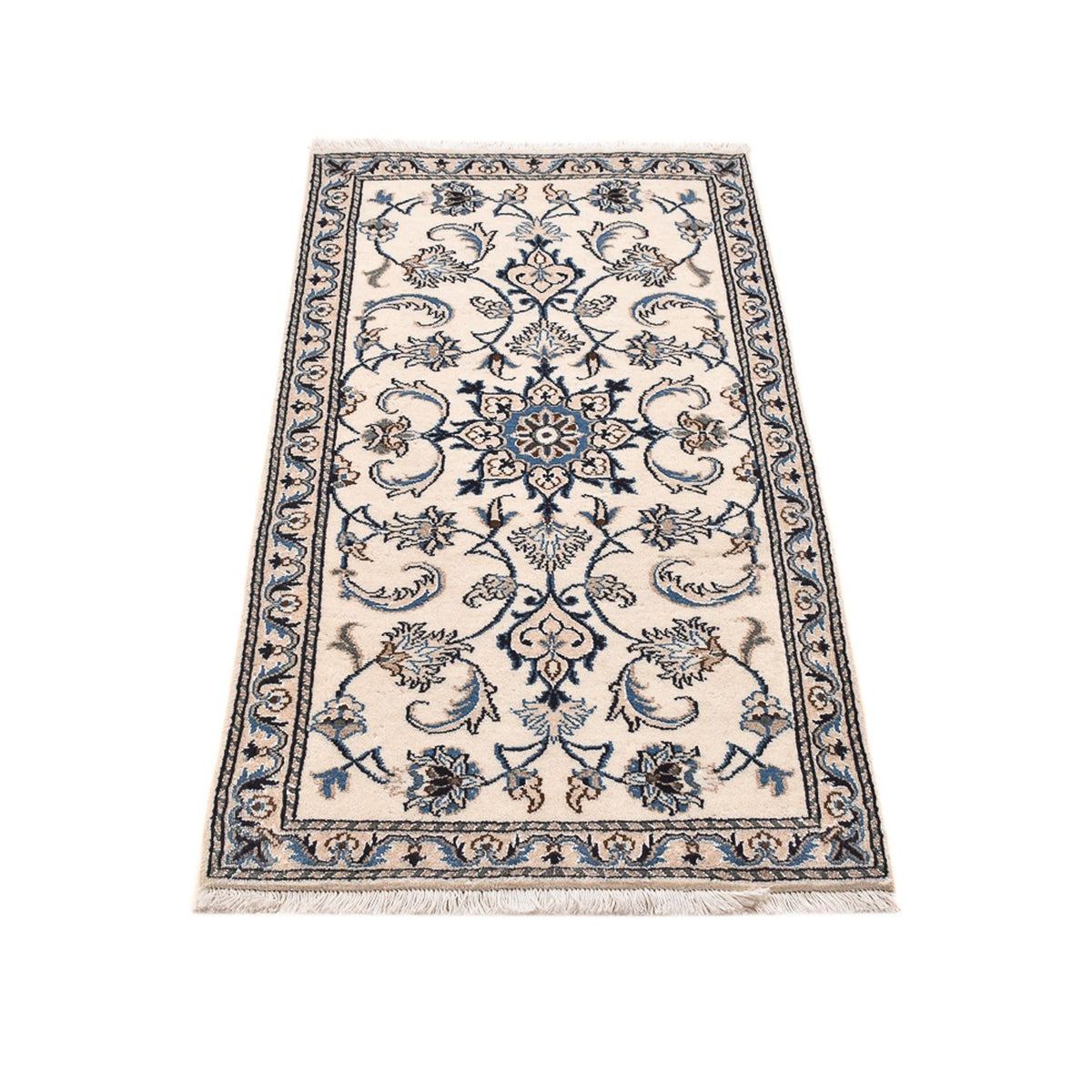 Alfombra persa - Nain - 141 x 69 cm - gris claro