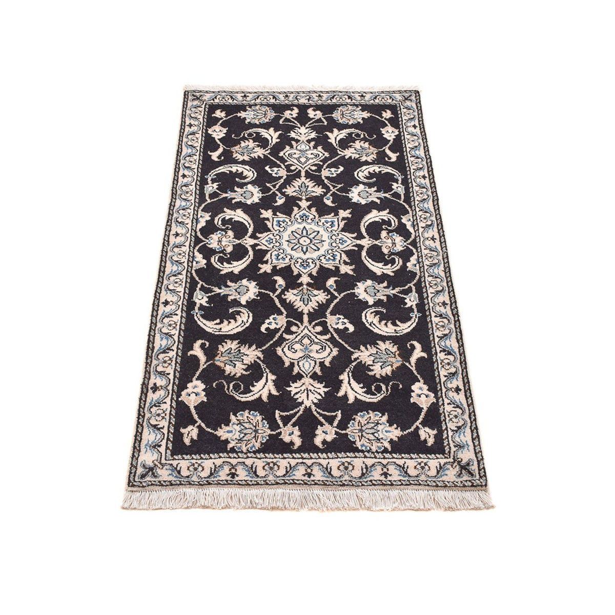 Alfombra persa - Nain - 136 x 70 cm - azul oscuro