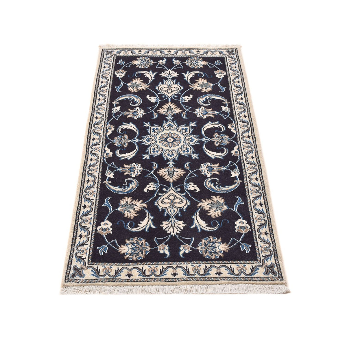 Alfombra persa - Nain - 140 x 70 cm - azul oscuro