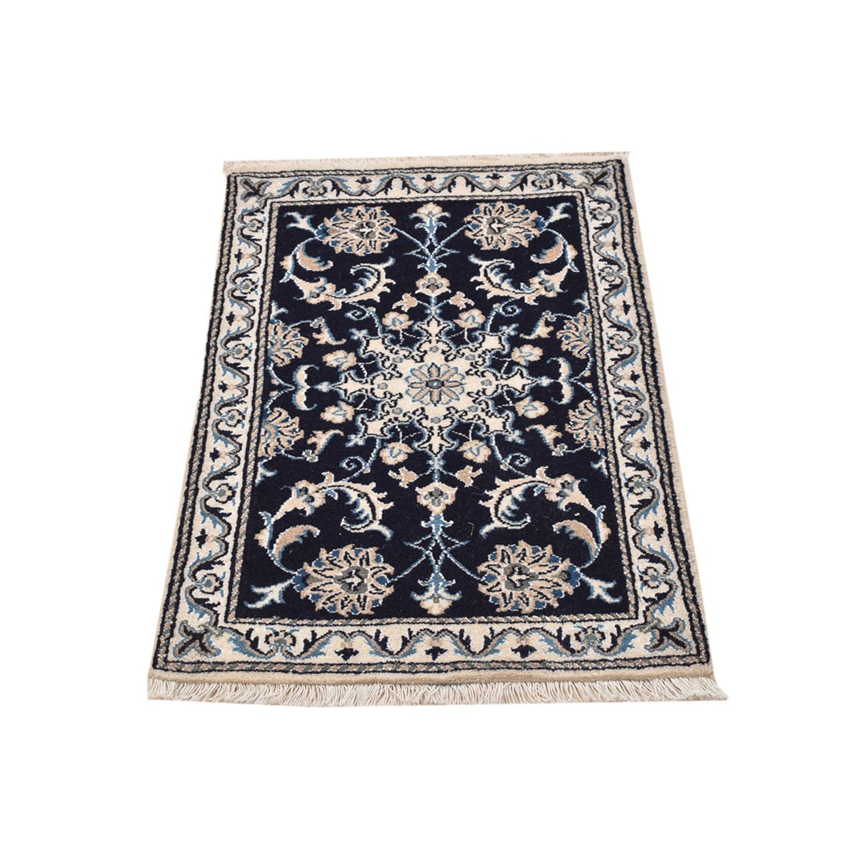 Alfombra persa - Nain - 90 x 57 cm - azul oscuro