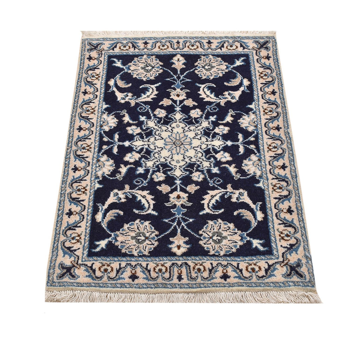 Alfombra persa - Nain - 89 x 57 cm - azul oscuro