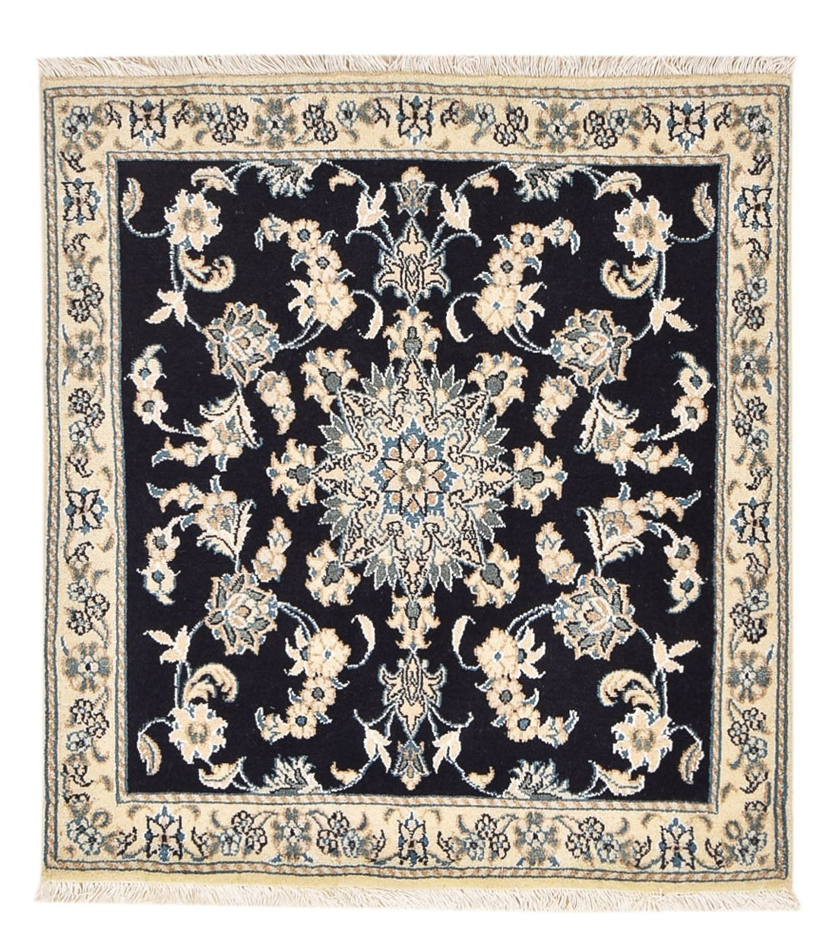 Alfombra persa - Nain cuadrado - 103 x 96 cm - azul oscuro