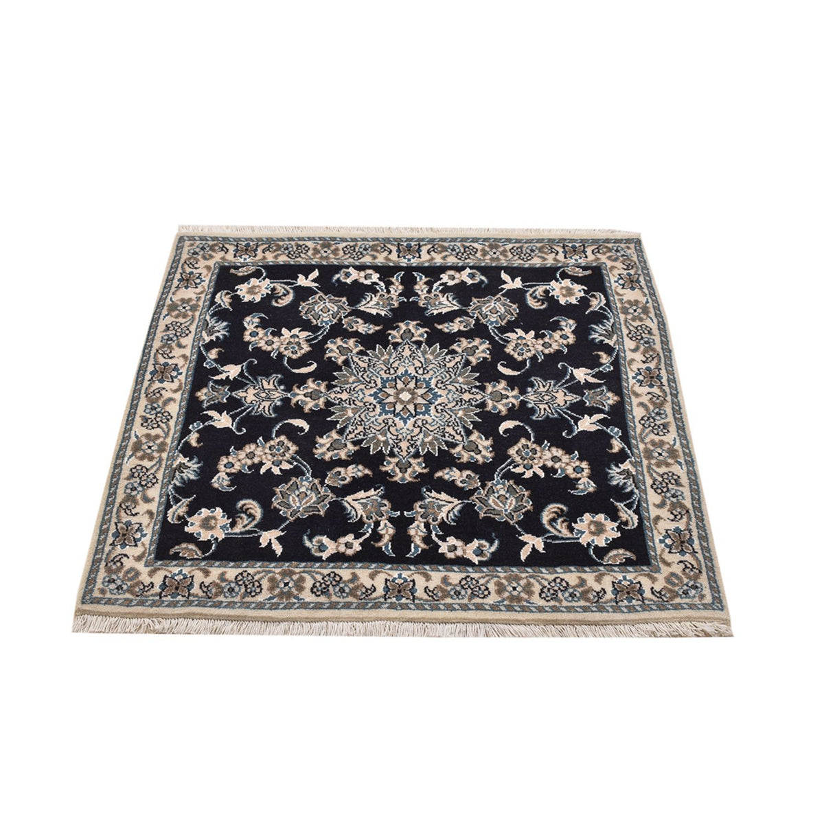 Alfombra persa - Nain cuadrado - 100 x 100 cm - azul oscuro