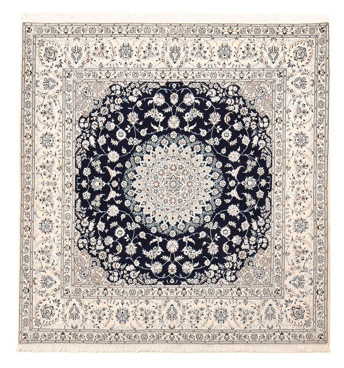 Alfombra Persa - Nain - Prima cuadrado  - 206 x 206 cm - azul oscuro