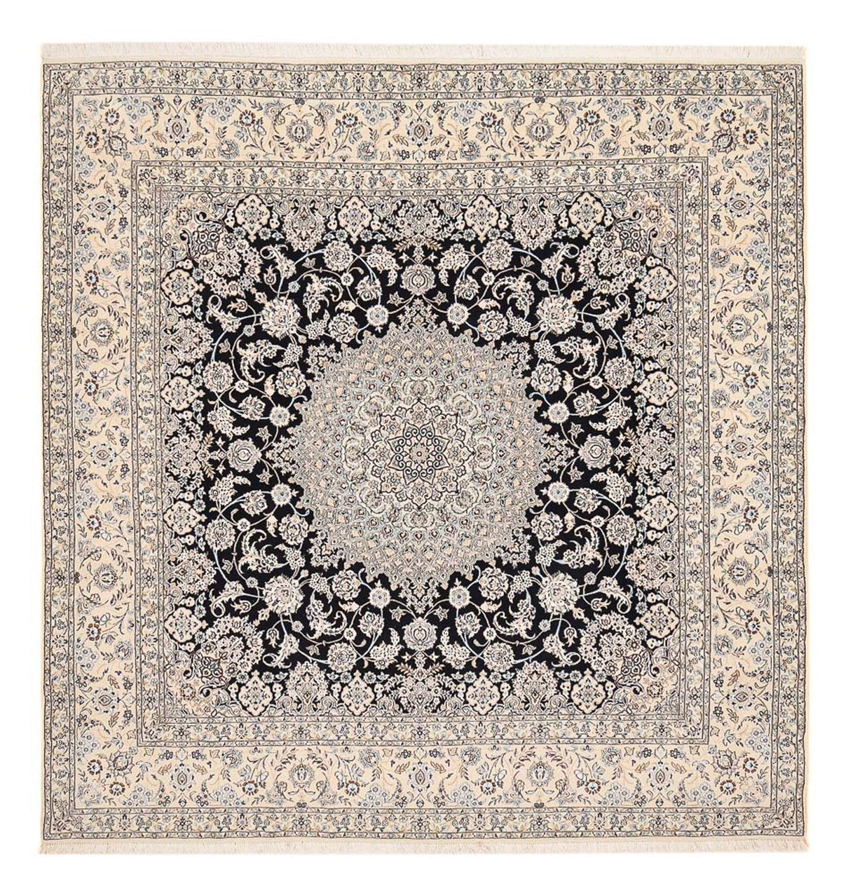 Alfombra Persa - Nain - Real cuadrado - 310 x 305 cm - azul oscuro