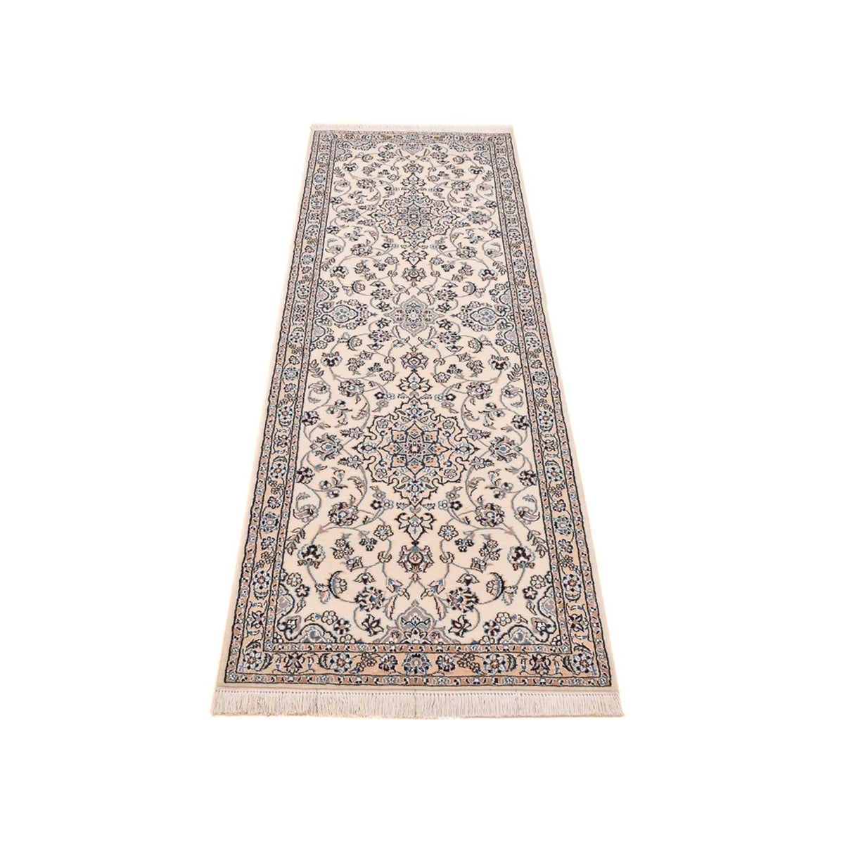 Alfombra de pasillo Alfombra Persa - Nain - Real - 225 x 70 cm - blanco