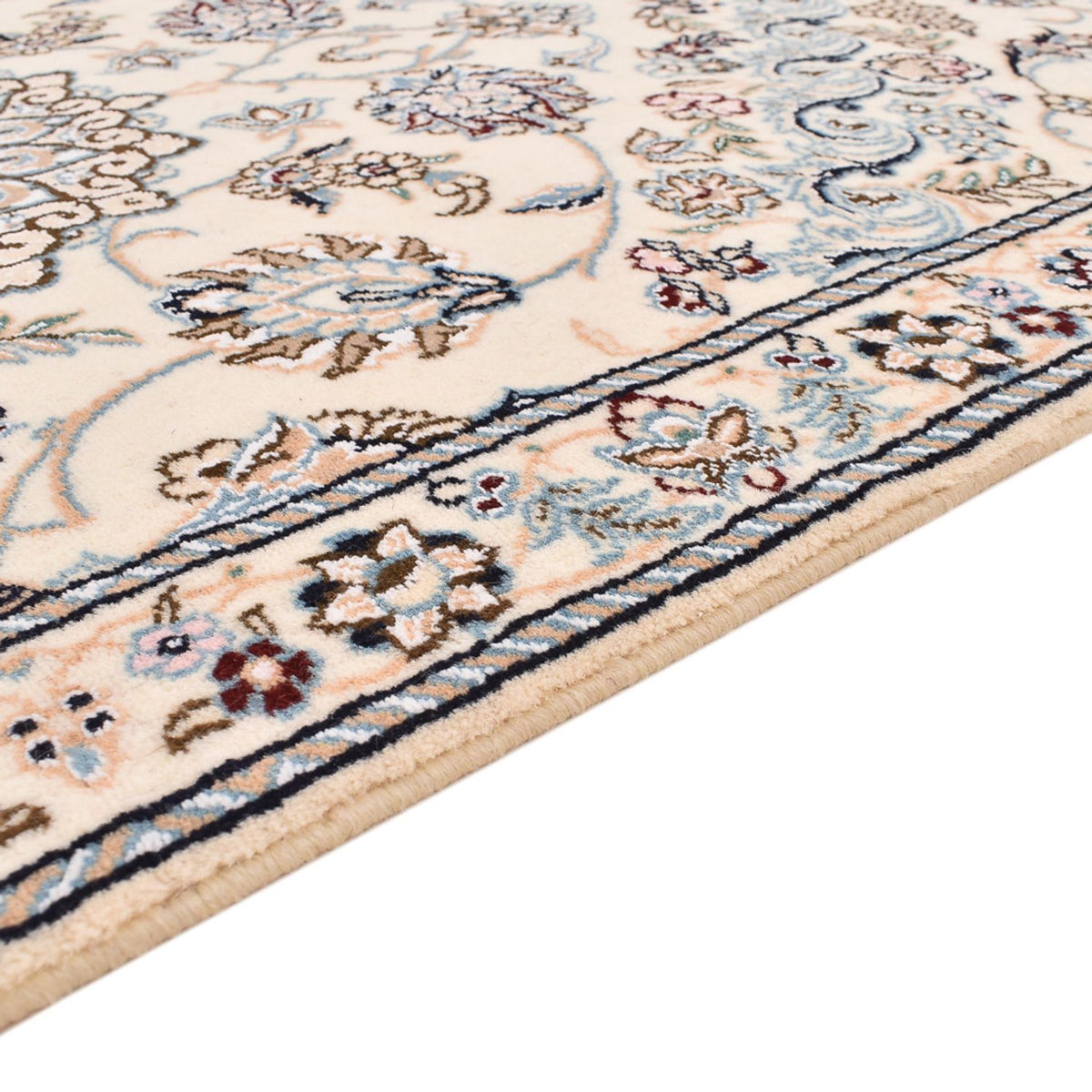 Alfombra de pasillo Alfombra Persa - Nain - Real - 330 x 90 cm - blanco