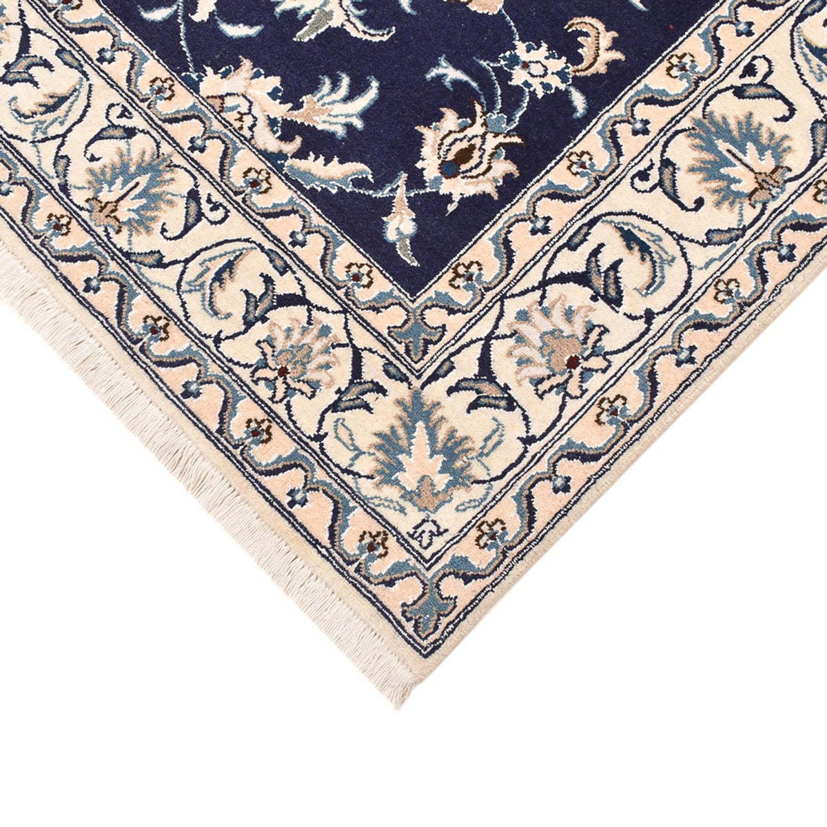 Alfombra persa - Nain - 194 x 146 cm - azul oscuro