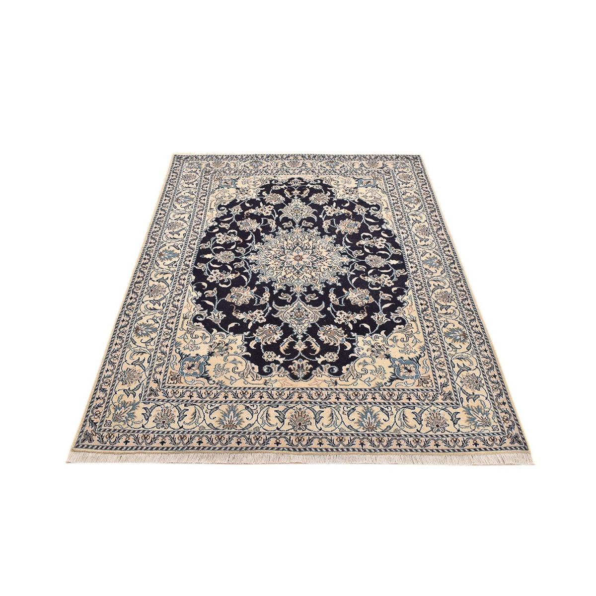 Alfombra persa - Nain - 203 x 150 cm - azul oscuro