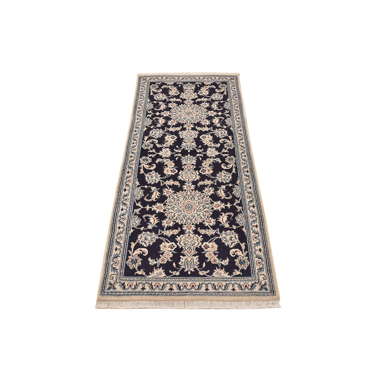 Alfombra de pasillo Alfombra persa - Nain - 206 x 77 cm - azul oscuro