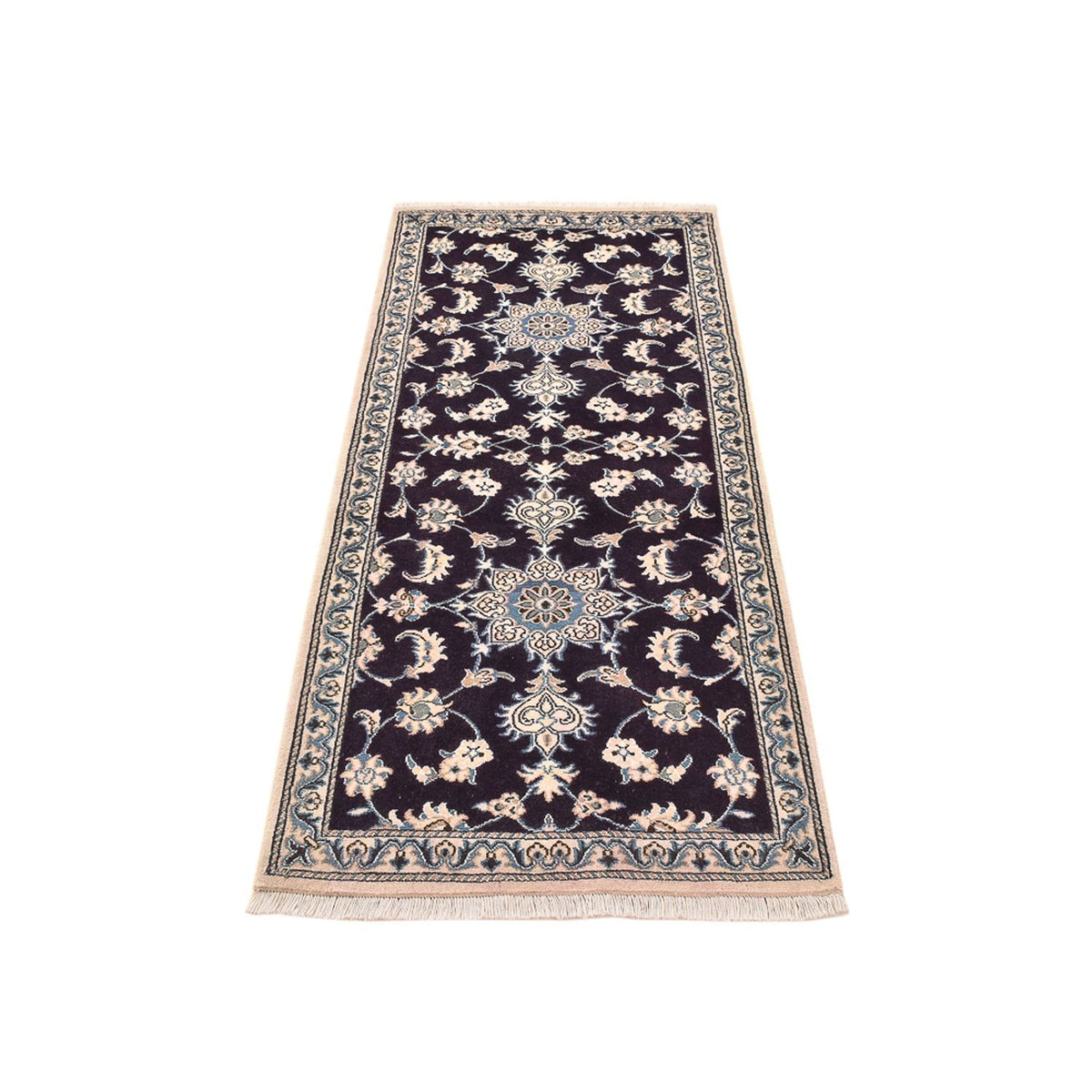 Alfombra de pasillo Alfombra persa - Nain - 200 x 78 cm - azul oscuro