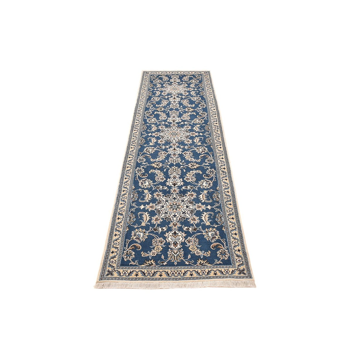 Alfombra de pasillo Alfombra persa - Nain - 298 x 80 cm - azul marino