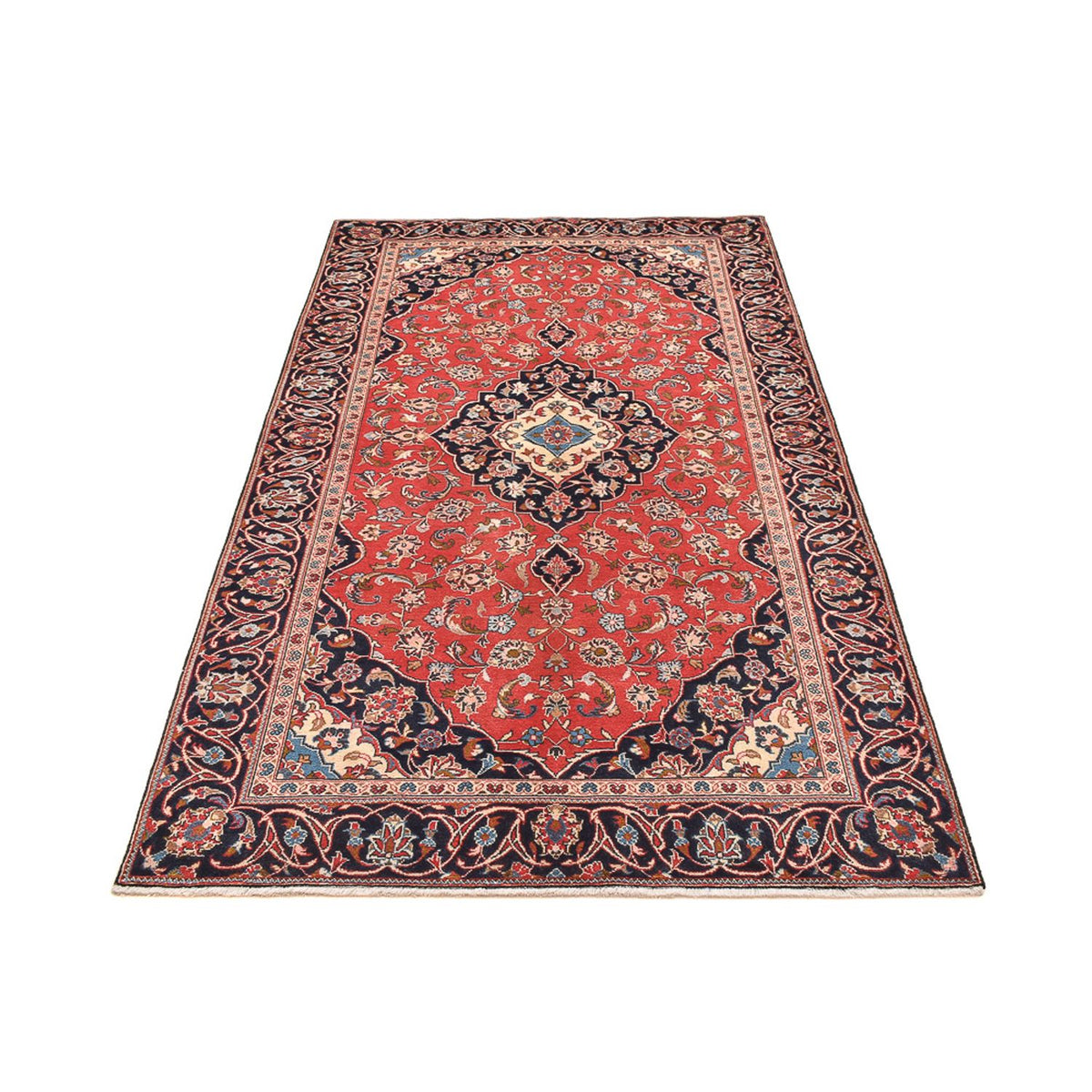 Alfombra persa - Keshan - 253 x 134 cm - rojo claro