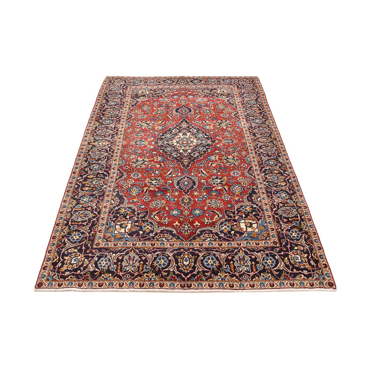 Alfombra persa - Keshan - 242 x 145 cm - rojo