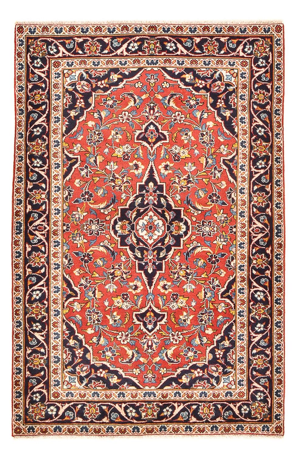 Alfombra persa - Keshan - 145 x 97 cm - rojo claro