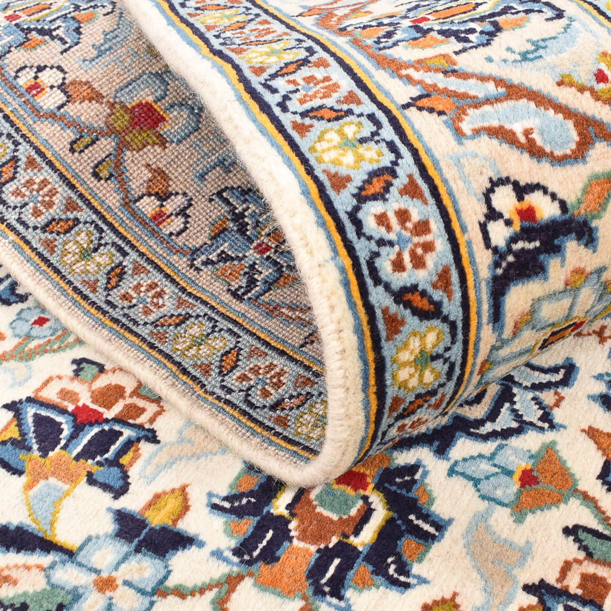 Alfombra persa - Keshan - 141 x 96 cm - beige claro