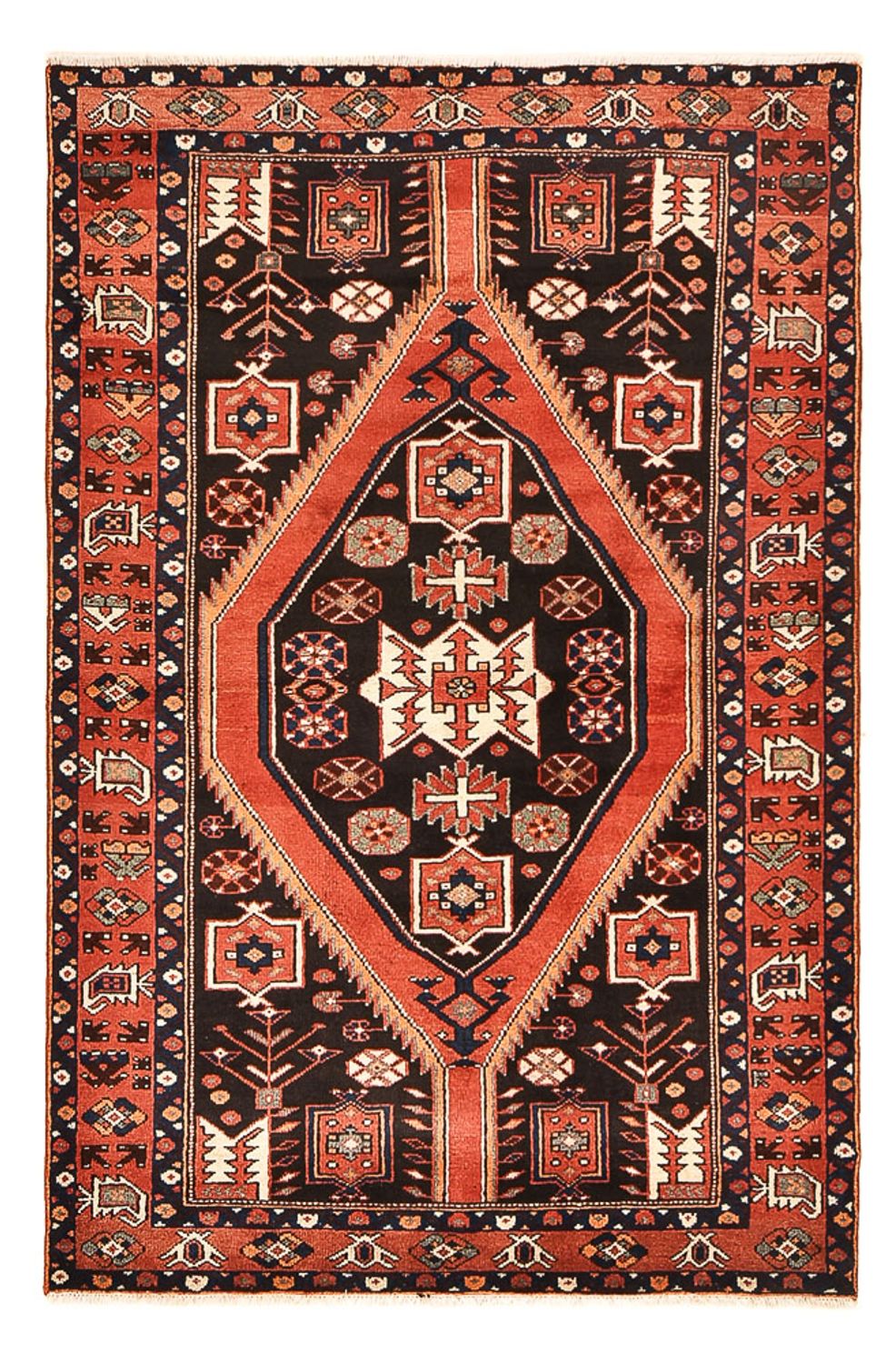 Alfombra persa - Nómada - 200 x 130 cm - rojo claro