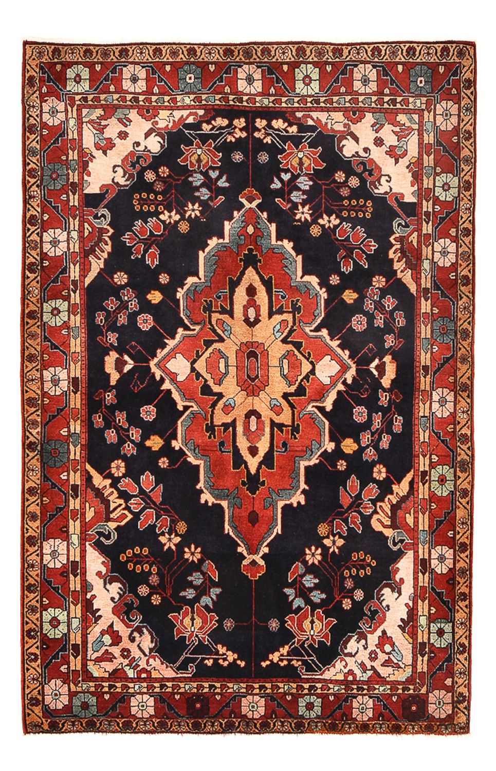 Alfombra persa - Nómada - 228 x 145 cm - azul oscuro