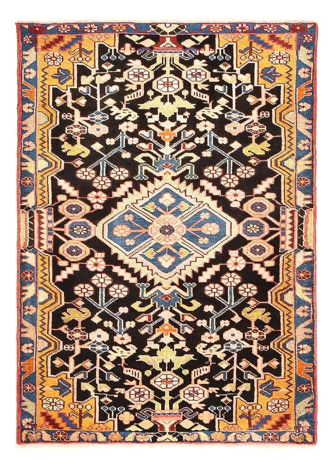 Alfombra persa - Nómada - 132 x 92 cm - azul oscuro