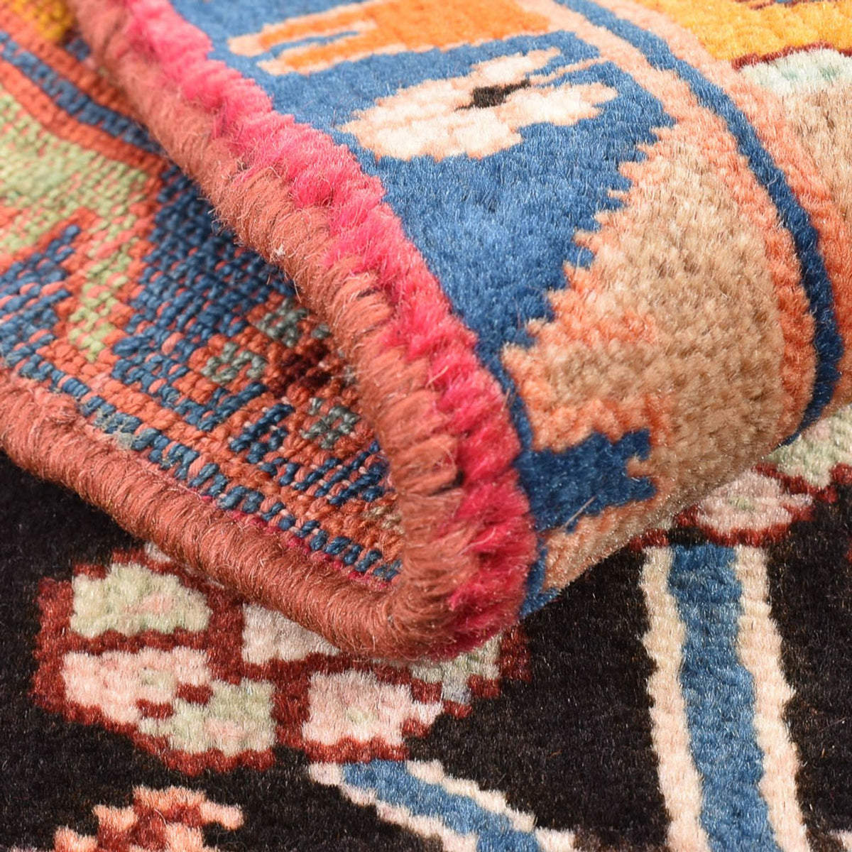 Alfombra persa - Nómada - 132 x 92 cm - azul oscuro