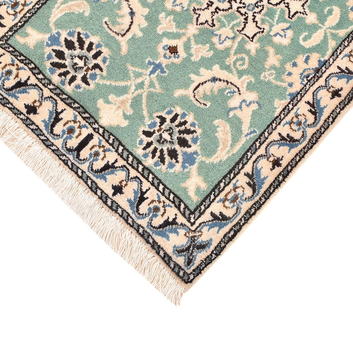 Alfombra persa - Nain - 87 x 59 cm - verde claro