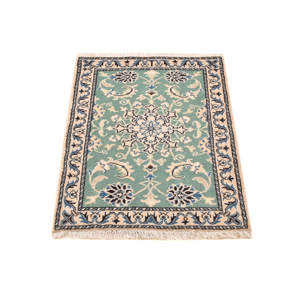 Alfombra persa - Nain - 89 x 60 cm - verde claro