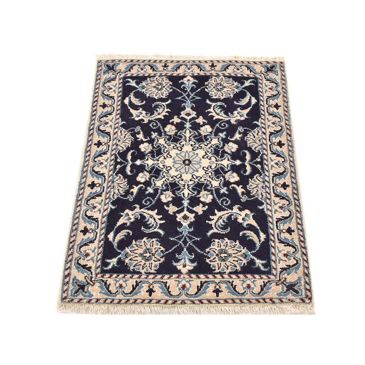 Alfombra persa - Nain - 87 x 56 cm - azul oscuro