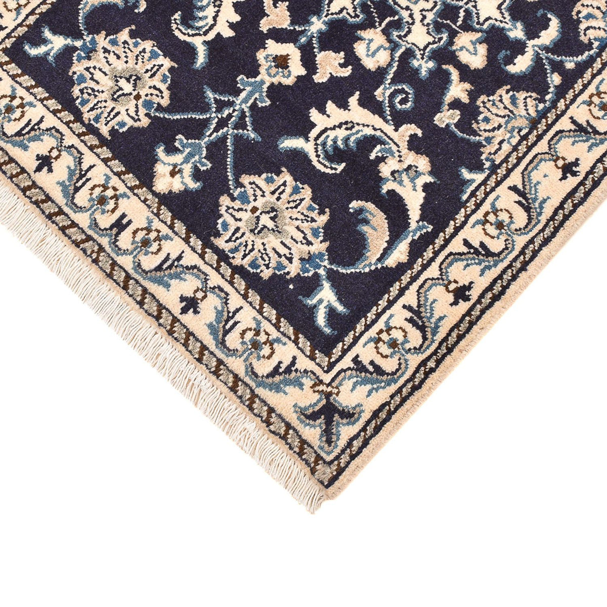 Alfombra persa - Nain - 89 x 60 cm - azul oscuro
