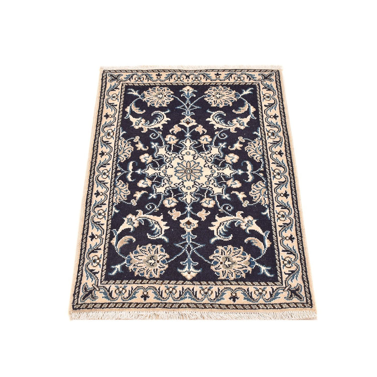 Alfombra persa - Nain - 90 x 60 cm - azul oscuro