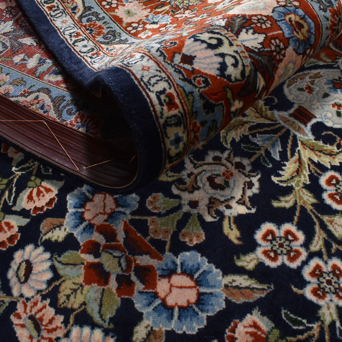 Alfombra persa - Keshan - 315 x 220 cm - azul oscuro