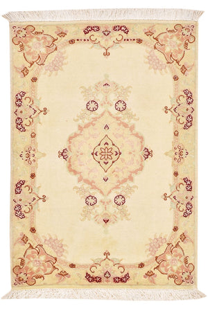 Alfombra Persa - Tabriz - Real - 89 x 58 cm - beige claro