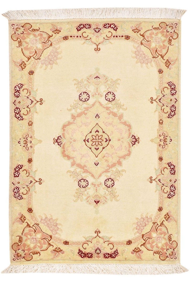 Alfombra Persa - Tabriz - Real - 89 x 58 cm - beige claro