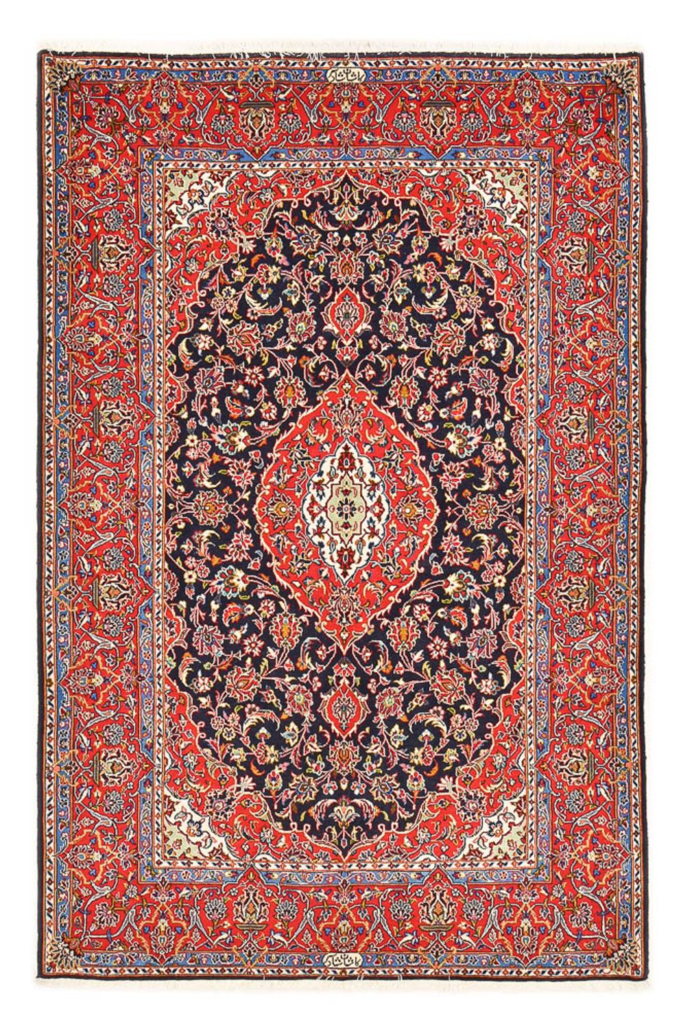 Alfombra persa - Keshan - 217 x 143 cm - azul oscuro