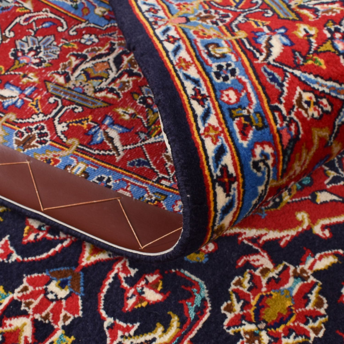 Alfombra persa - Keshan - 217 x 143 cm - azul oscuro