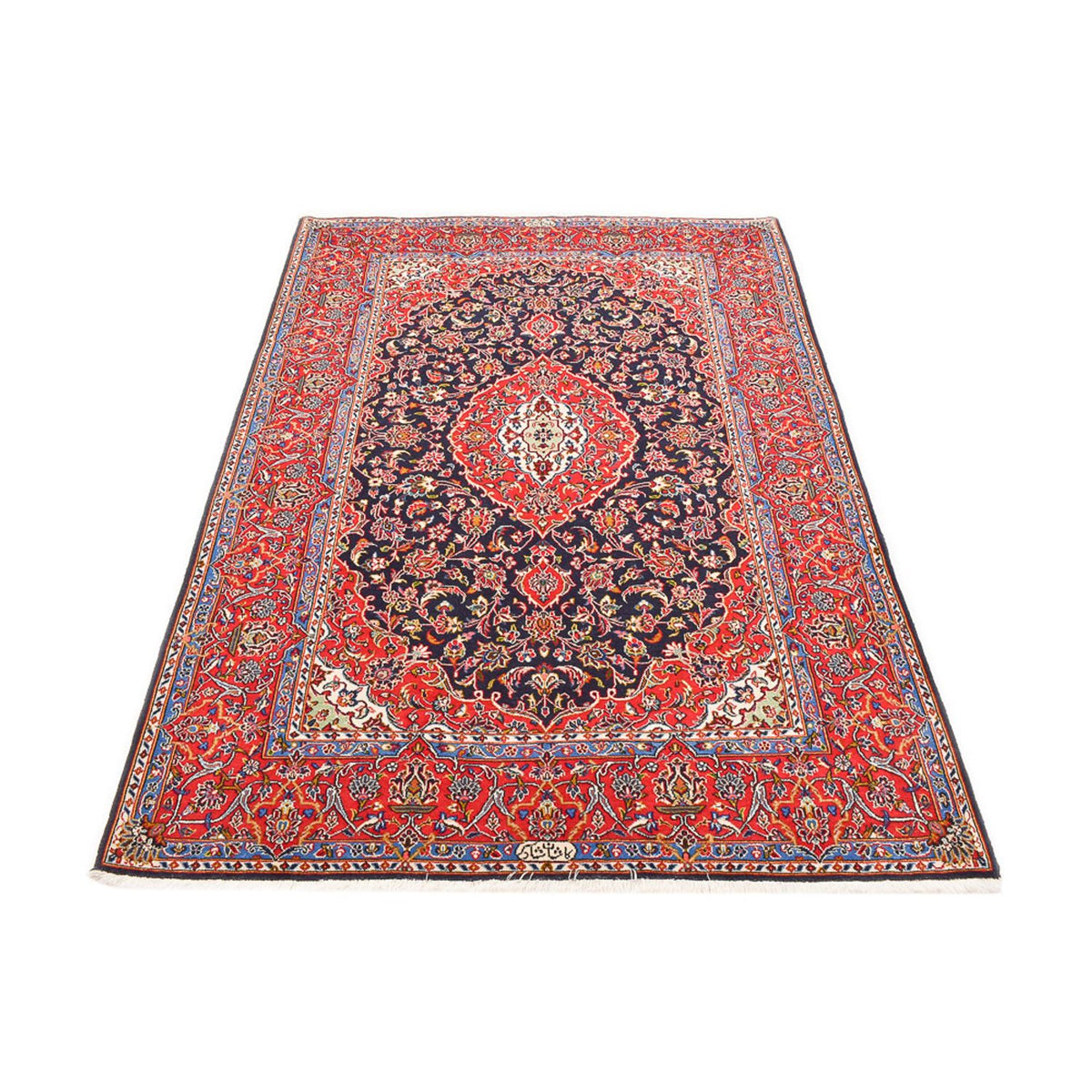 Alfombra persa - Keshan - 217 x 143 cm - azul oscuro