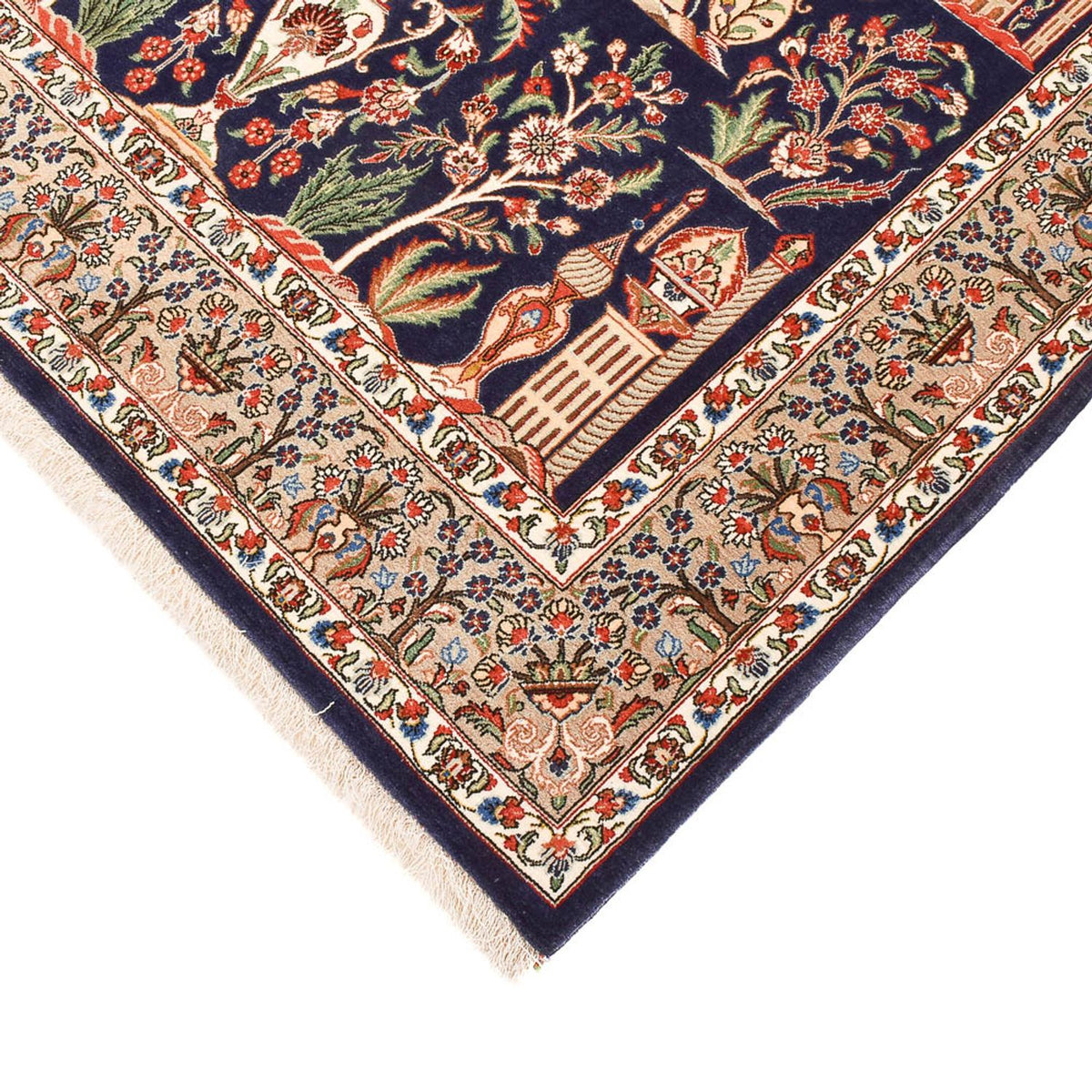 Alfombra Persa - Ghom - Royal - 200 x 130 cm - azul oscuro