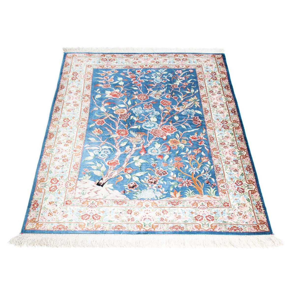 Alfombra persa - Ghom - 121 x 77 cm - azul claro