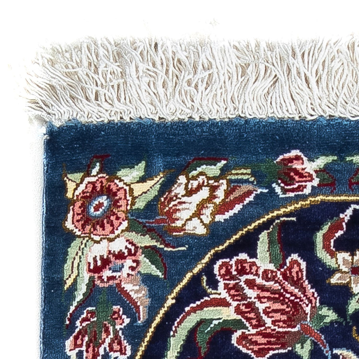 Alfombra de seda - Ghom Seda - Prima - 40 x 28 cm - azul oscuro