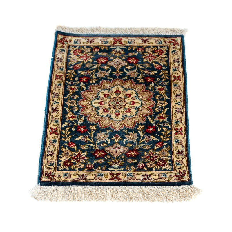 Alfombra de seda - Ghom Seda - Prima - 44 x 27 cm - azul oscuro