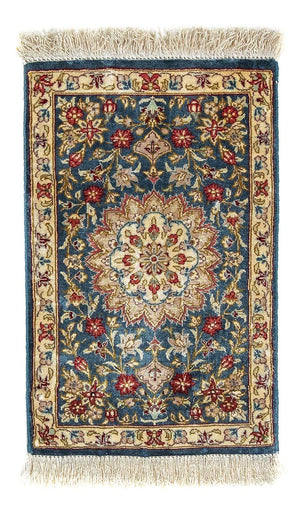 Alfombra de seda - Ghom Seda - Prima - 44 x 27 cm - azul oscuro